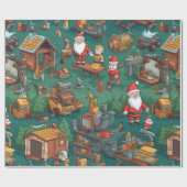 Niedlicher Santa-Workshop Geschenkpapier (Flach)
