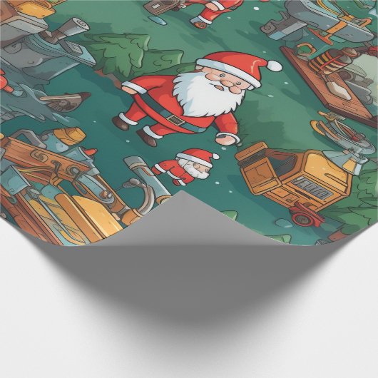 Niedlicher Santa-Workshop Geschenkpapier (Ecke)