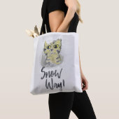 Niedlicher Sassy Fun Snow Way Painted Cat Slogan Tasche (Von Nahem)