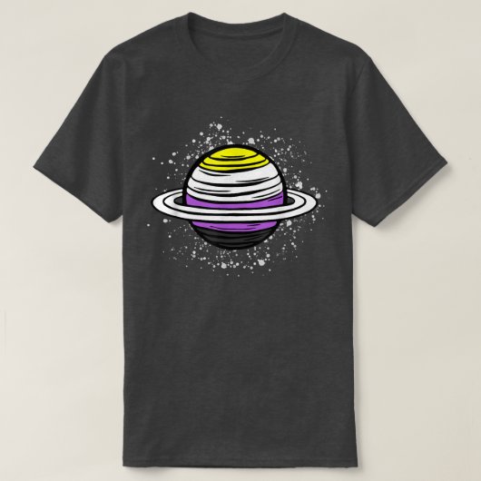 Niedlicher Saturn Planet, nicht binäre Flaggenagen T-Shirt (Design vorne)