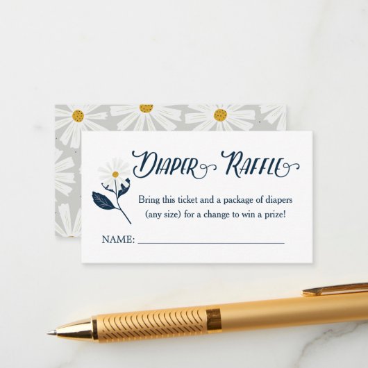 Niedlicher Scandi Daisy Diaper Raffle Ticket Einsc Begleitkarte (Vorderseite/Rückseite Beispiel)