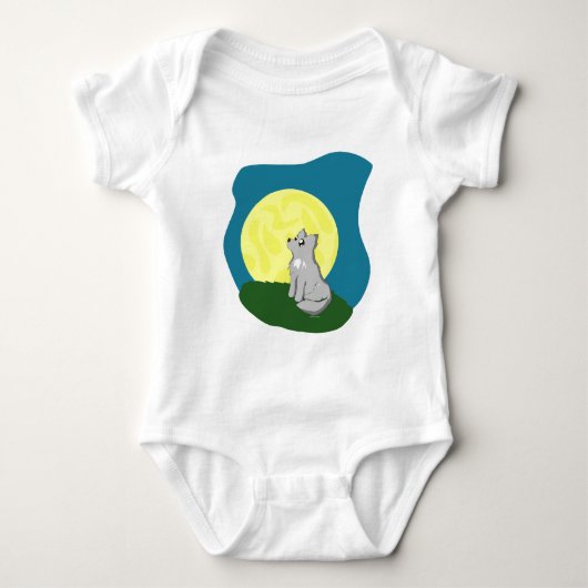 Niedlicher schäbiger Wolf mit Mond Baby Strampler (Vorderseite)