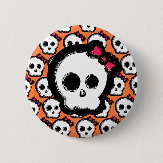 Niedlicher Schädel mit Bogen Button (Vorderseite)