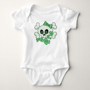 Niedlicher Schädel mit Kleeblättern Baby Strampler