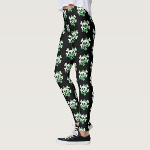 Niedlicher Schädel mit Kleeblättern Leggings