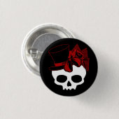Niedlicher Schädel mit Red Bow Button für die Top- (Vorne & Hinten)