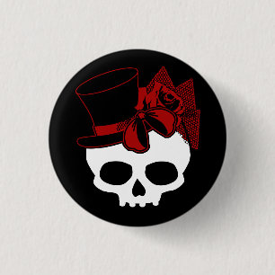 Niedlicher Schädel mit Red Bow Button für die Top-