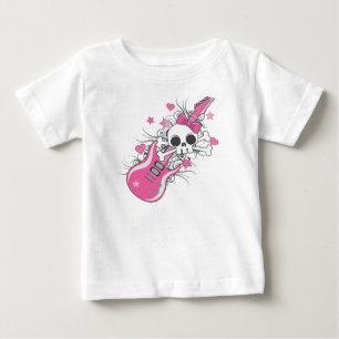 Niedlicher Schädel mit rosa Gitarre Baby T-shirt