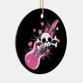 Niedlicher Schädel mit rosa Gitarre Keramikornament (Rechts)