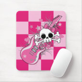 Niedlicher Schädel mit rosa Gitarre Mousepad (Mit Mouse)