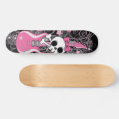 Niedlicher Schädel mit rosa Gitarre Skateboard (Horizontal)