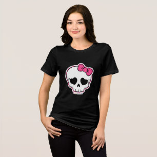 Niedlicher Schädel mit rosafarbenem Bug - Spooky K Tri-Blend Shirt