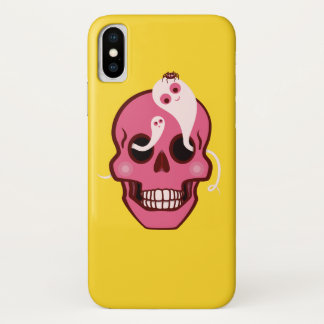 Niedlicher Schädel mit Spinnen und Geistern in Aug Case-Mate iPhone Hülle