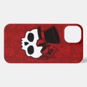 Niedlicher Schädel mit Top Hat Rose Red Bow iPhone Hülle (Rückseite (Horizontal))