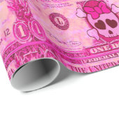niedlicher Schädel, rosa Dollar Geschenkpapier (Rolleneckpunkt)