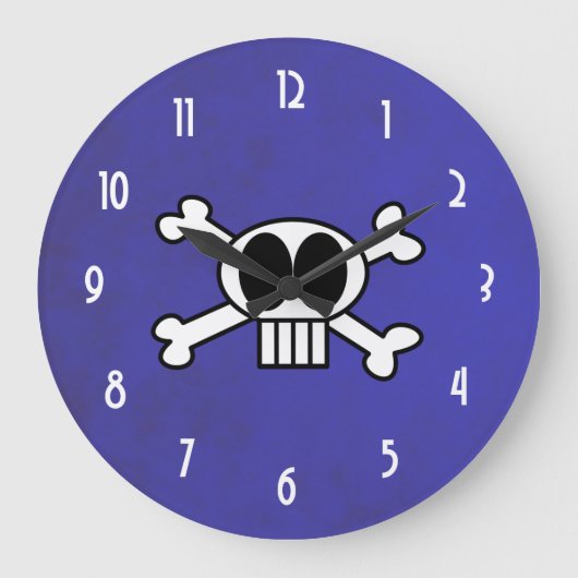 Niedlicher Schädel und gekreuzte Knochen mit Große Wanduhr (Vorderseite)