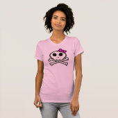 Niedlicher Schädel und gekreuzte Knochen mit rosa T-Shirt (Vorne ganz)
