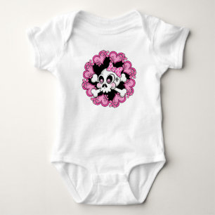Niedlicher Schädel und Herz Baby Strampler