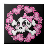 Niedlicher Schädel und Herz Fliese (Vorderseite)