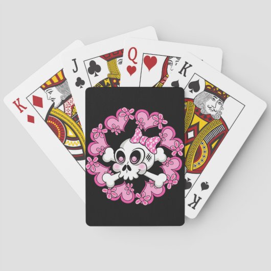 Niedlicher Schädel und Herz Spielkarten (Rückseite)