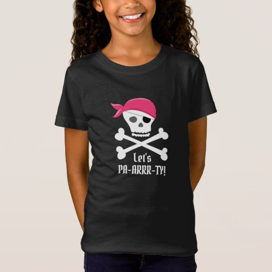 Niedlicher Schädel und Kreuzknochen Pirate Party T-Shirt (Vorderseite)
