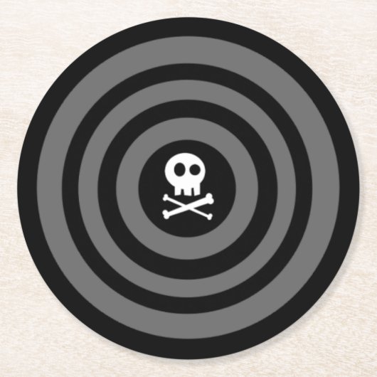 Niedlicher Schädel und Kreuzknochen Runder Pappuntersetzer (Vorderseite)