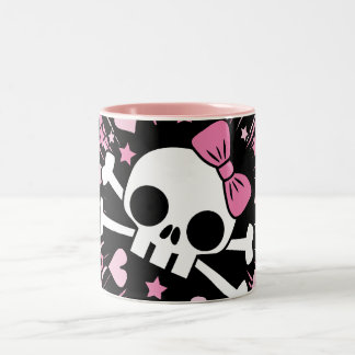 Niedlicher Schädel und Kreuzknochen Zweifarbige Tasse