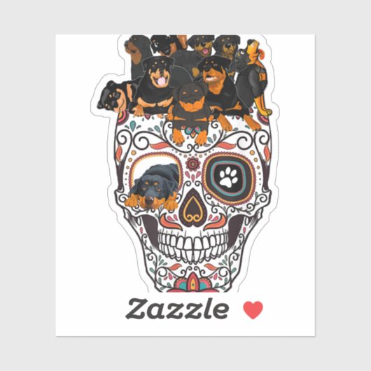 niedlicher Schädelhund Rottweiler Aufkleber (Blatt)