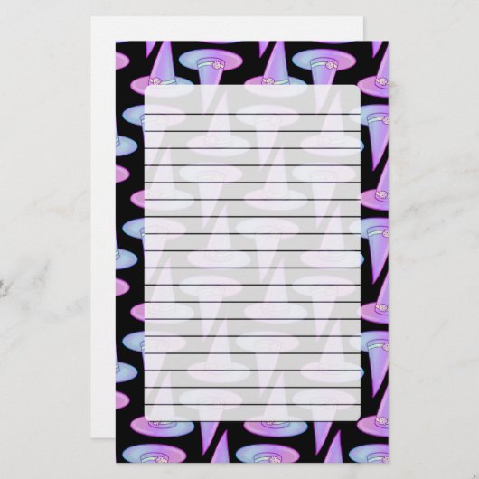 Niedlicher Schädelhut Lila Blau Zeichnend Muster Briefpapier (Vorne/Hinten)