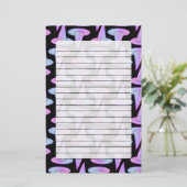 Niedlicher Schädelhut Lila Blau Zeichnend Muster Briefpapier (Stehend Vorderseite)