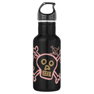 Niedlicher Schädelu. gekreuzte KnochenGraffiti Trinkflasche