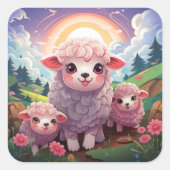 Niedlicher Schafaufkleber Quadratischer Aufkleber (Vorderseite)
