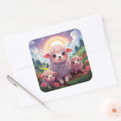 Niedlicher Schafaufkleber Quadratischer Aufkleber (Umschlag)