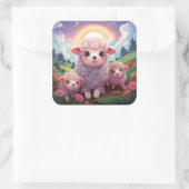 Niedlicher Schafaufkleber Quadratischer Aufkleber (Tasche)