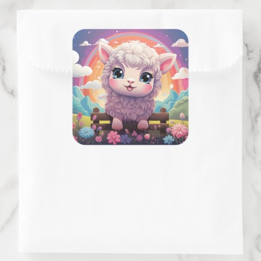Niedlicher Schafaufkleber Quadratischer Aufkleber (Tasche)