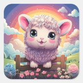 Niedlicher Schafaufkleber Quadratischer Aufkleber (Vorderseite)