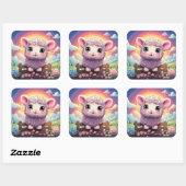 Niedlicher Schafaufkleber Quadratischer Aufkleber (Blatt)