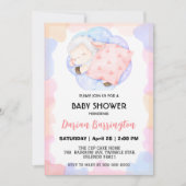 Niedlicher Schafstern Ballon Babydusche Party Einladung (Vorderseite)