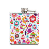 Niedlicher Schalenkuchen und Teetopf Flachmann (Rückseite)