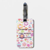 Niedlicher Schalenkuchen und Teetopf Gepäckanhänger (Rückseite vertikal)