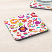 Niedlicher Schalenkuchen und Teetopf Getränkeuntersetzer (Linke Seite)