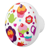 Niedlicher Schalenkuchen und Teetopf Keramikknauf (Rechts)