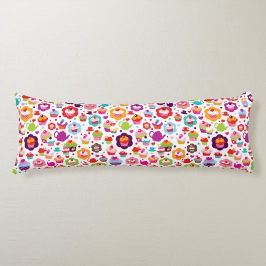 Niedlicher Schalenkuchen und Teetopf Seitenschläferkissen (Vorderseite)