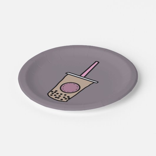 Niedlicher Schaumtee Pappteller (Schrägansicht)