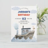 Niedlicher SchiffsGeburtstag Einladung (Stehend Vorderseite)