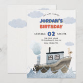 Niedlicher SchiffsGeburtstag Einladung (Vorne/Hinten)