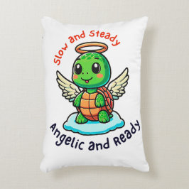 Niedlicher Schildkrötengel mit Cartoon Wings Dekokissen