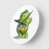 Niedlicher Schildkrötensuperheld Runde Wanduhr (Winkel)