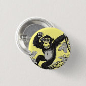 Niedlicher Schimpanse auf den Filialgrüßen Button (Vorne & Hinten)