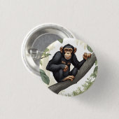 Niedlicher Schimpanse auf den Filialgrüßen Button (Vorne & Hinten)